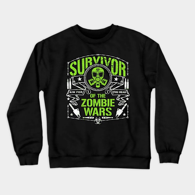 Halloween Survivor of the Zombie Wars Crewneck Sweatshirt by RadStar